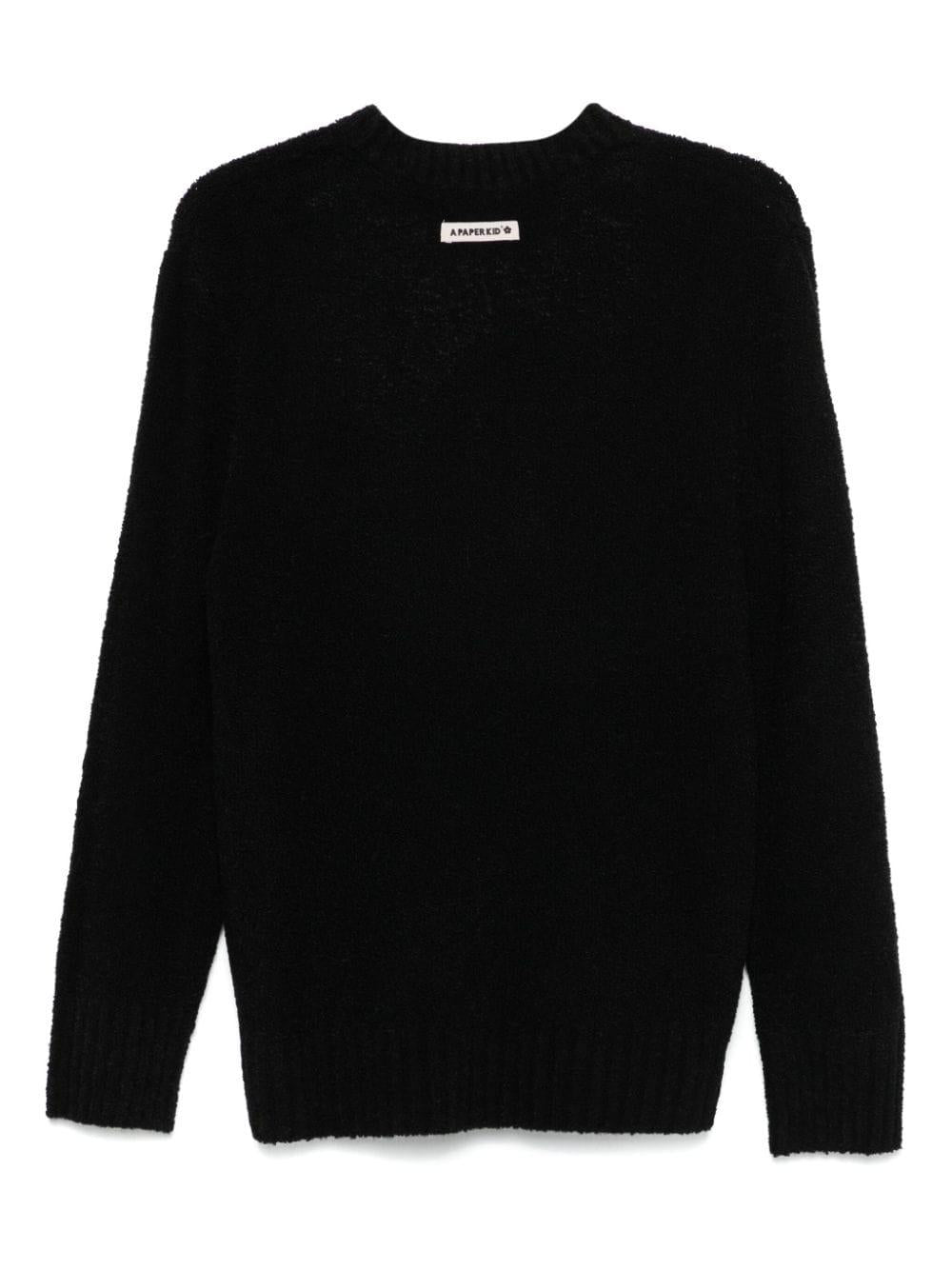 Maglione nero con lavorazione bouclè F4PKUAJP021 110 A PAPER KID