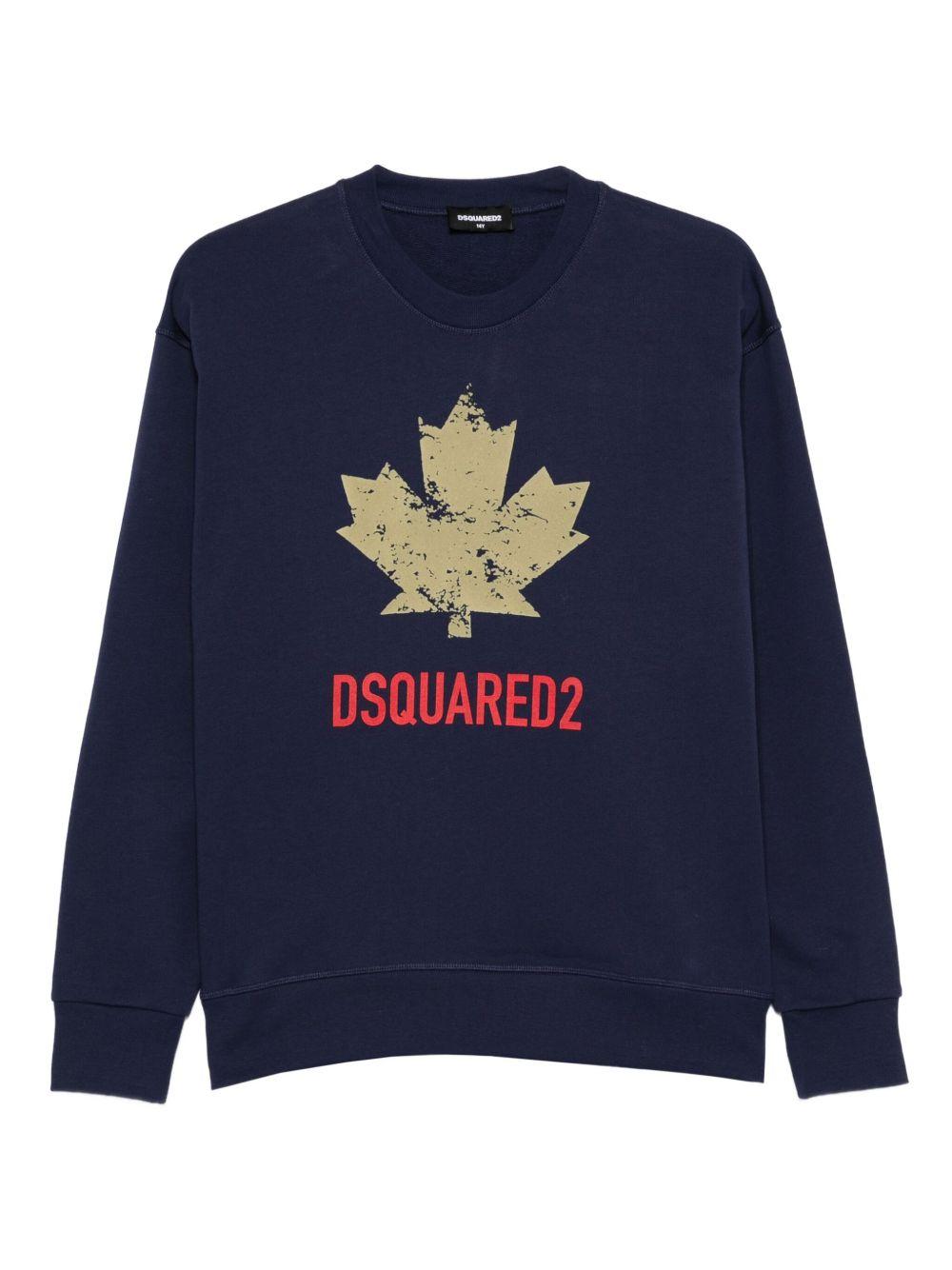 Felpa con Stampa Foglia dAcero DQ3005D00ZF DQ864 DSQUARED KIDS