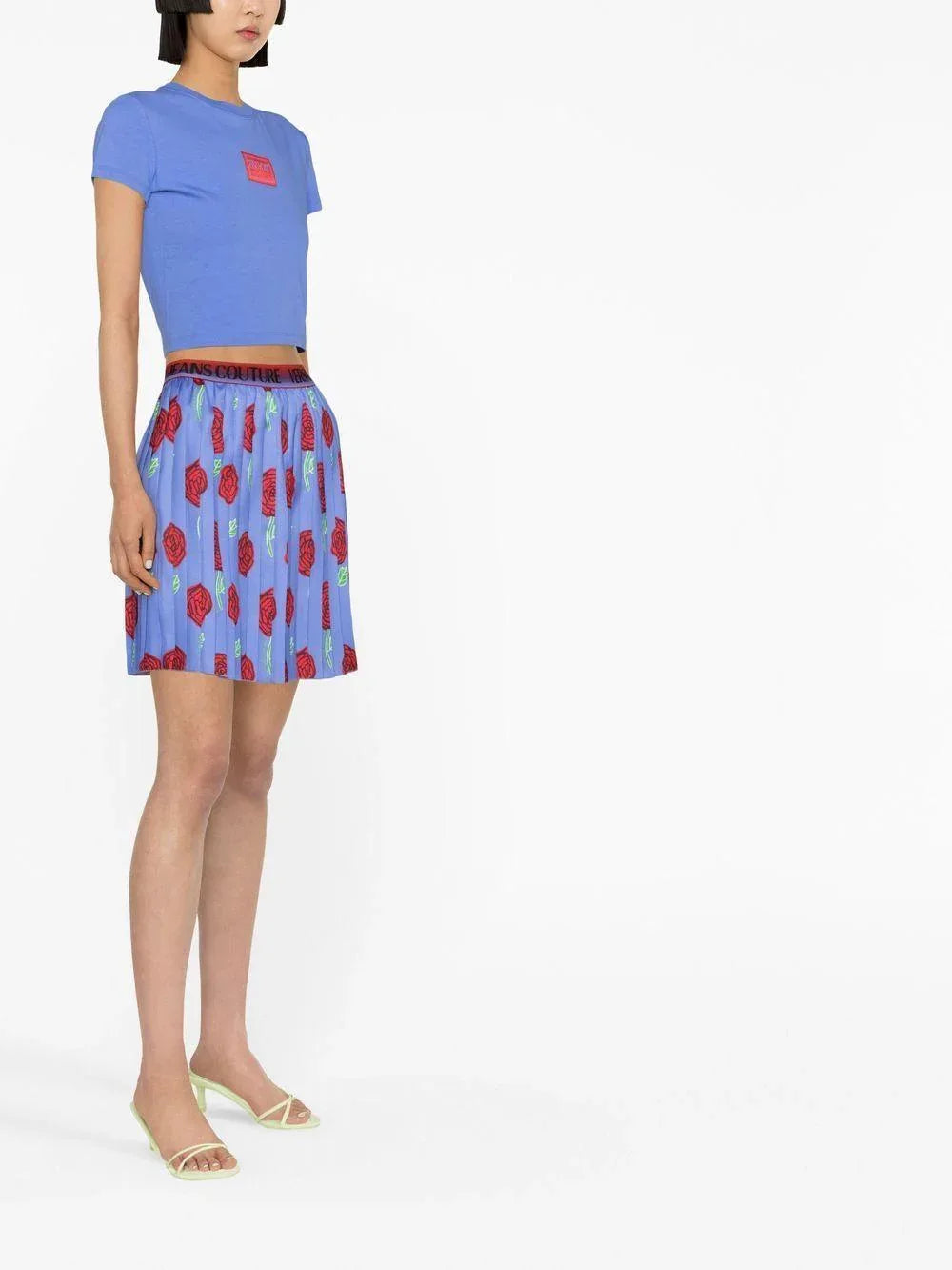 Gonna midi con fantasia rose plissè - Preludio Moda