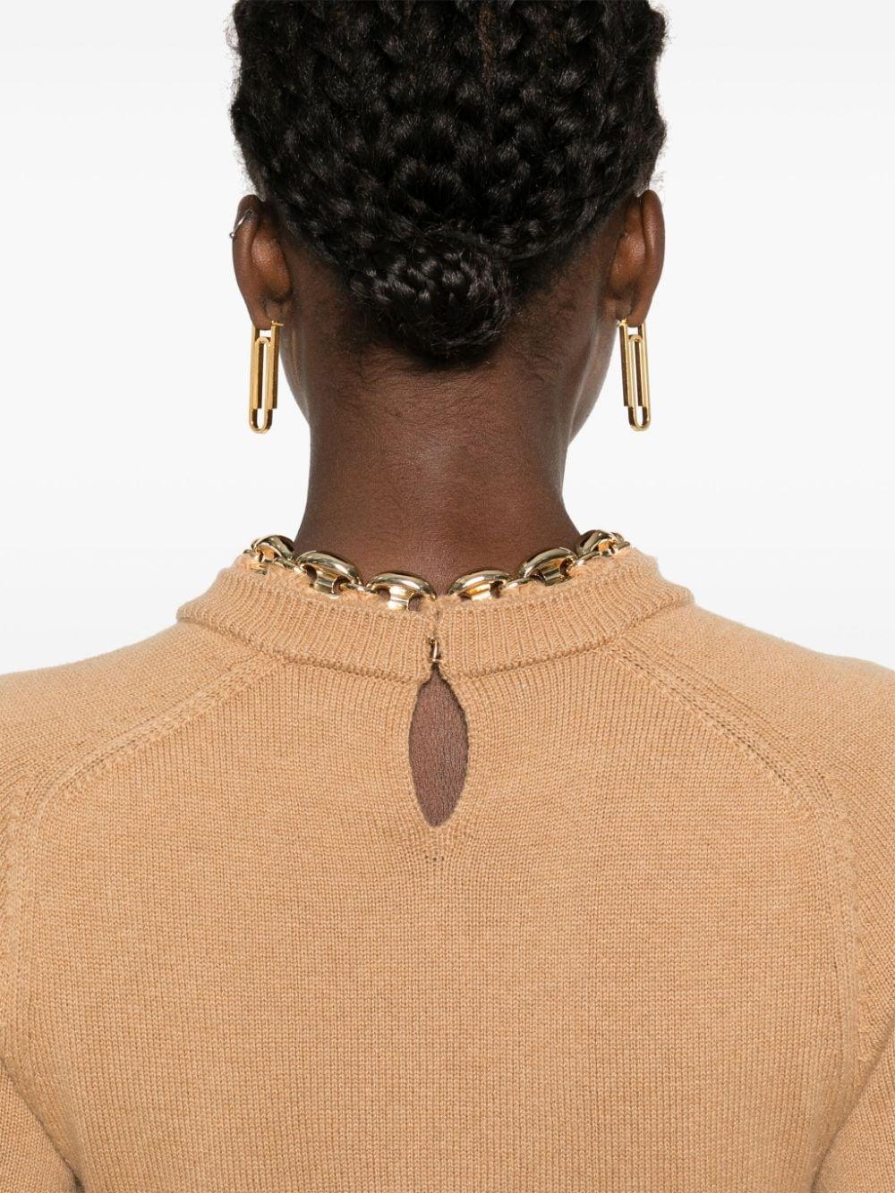 Abito collo gioiello cammello lana - Preludio Moda