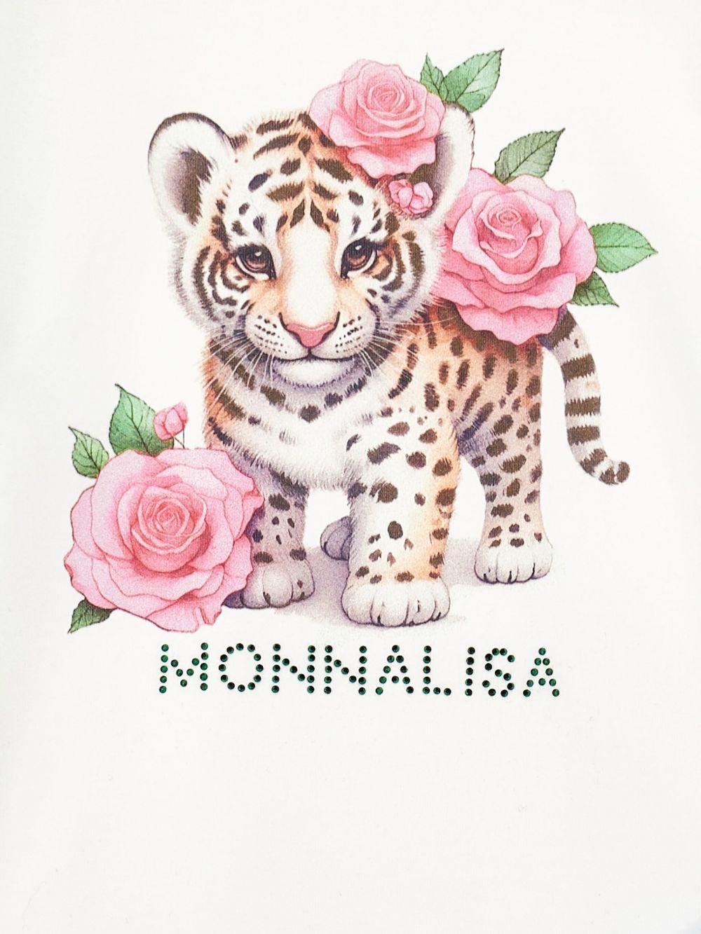 Top Bianco Maniche Lunghe con Stampa 11F6276202 0001 MONNALISA KIDS