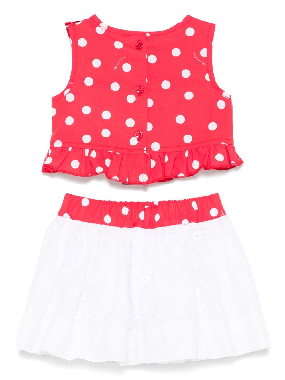 Completo bianco/fucsia pois (2pz)