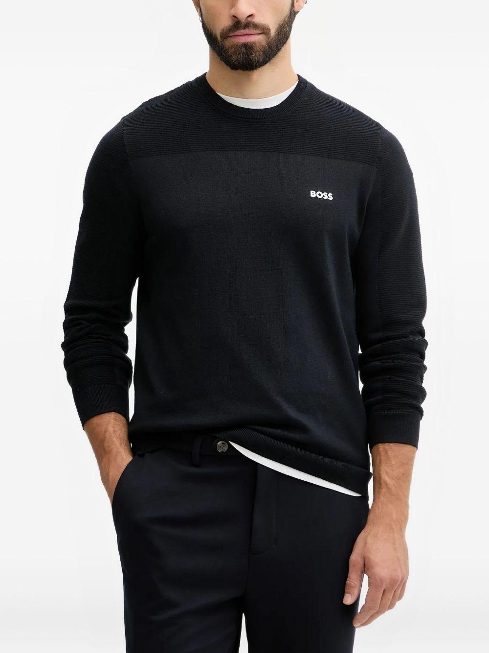 Pullover girocollo con pannelli texture 50547507 402 BOSS