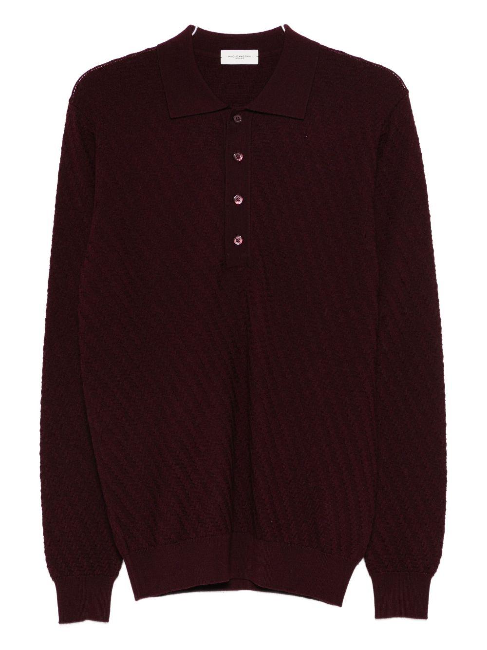 Polo bordeaux in maglia fine A032F009 7635 PAOLO PECORA