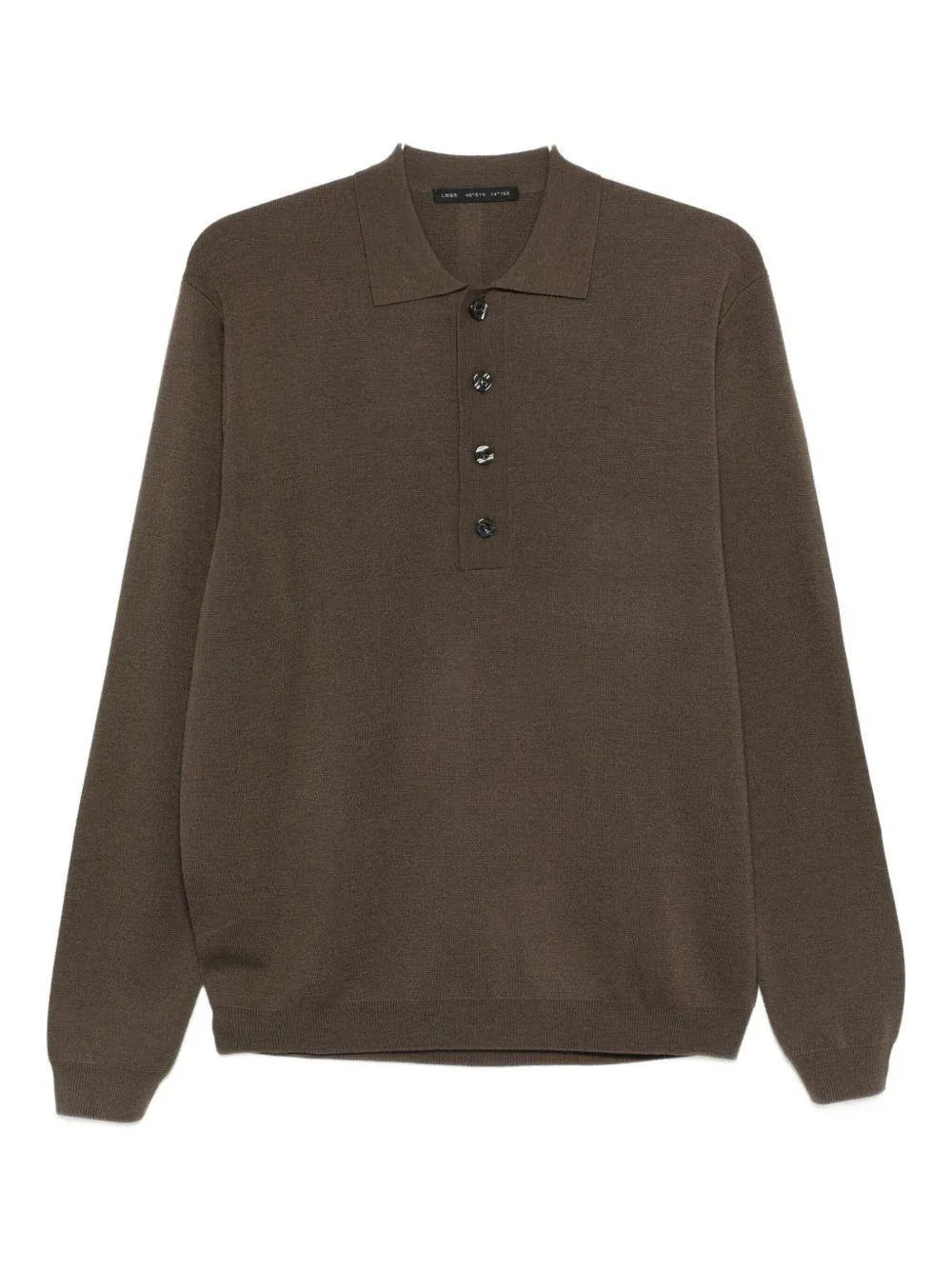 Polo tortora in maglia fine con colletto e abbottonatura - Preludio Moda