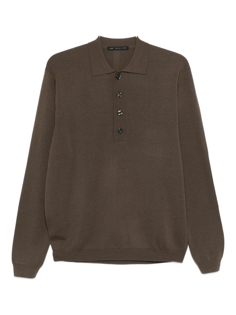 Polo tortora in maglia fine con colletto e abbottonatura L1MFW25266736 M098 LOW BRAND