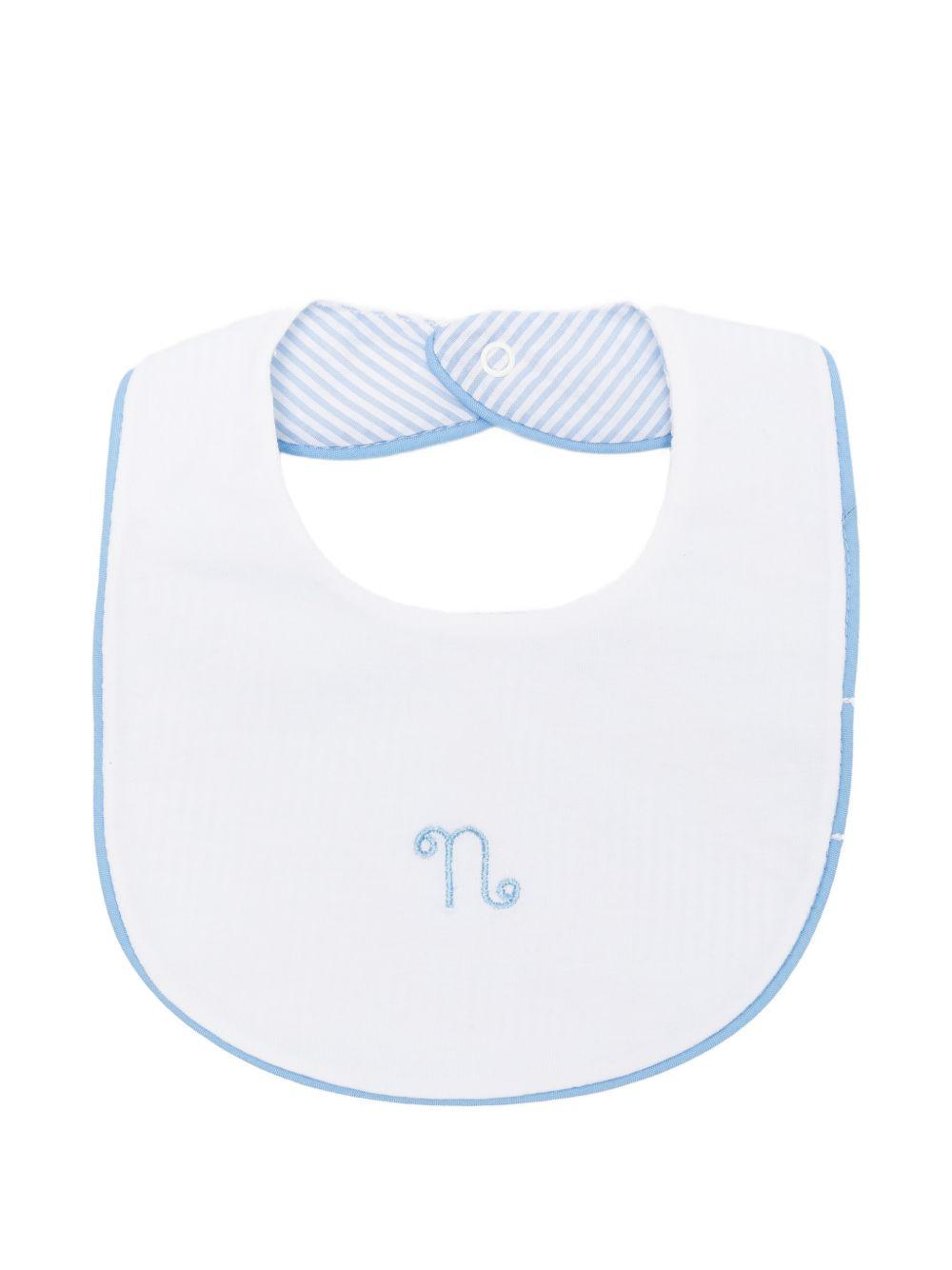 Bavaglino in cotone con fodera rigata E26130 BIANCO NANAN KIDS