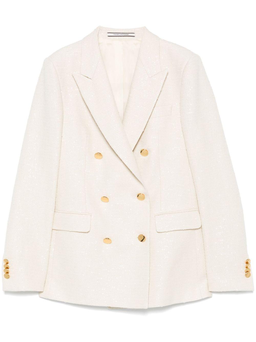 Giacca panna doppiopetto micro paillettes JPARIGI10B970155 A1124 TAGLIATORE
