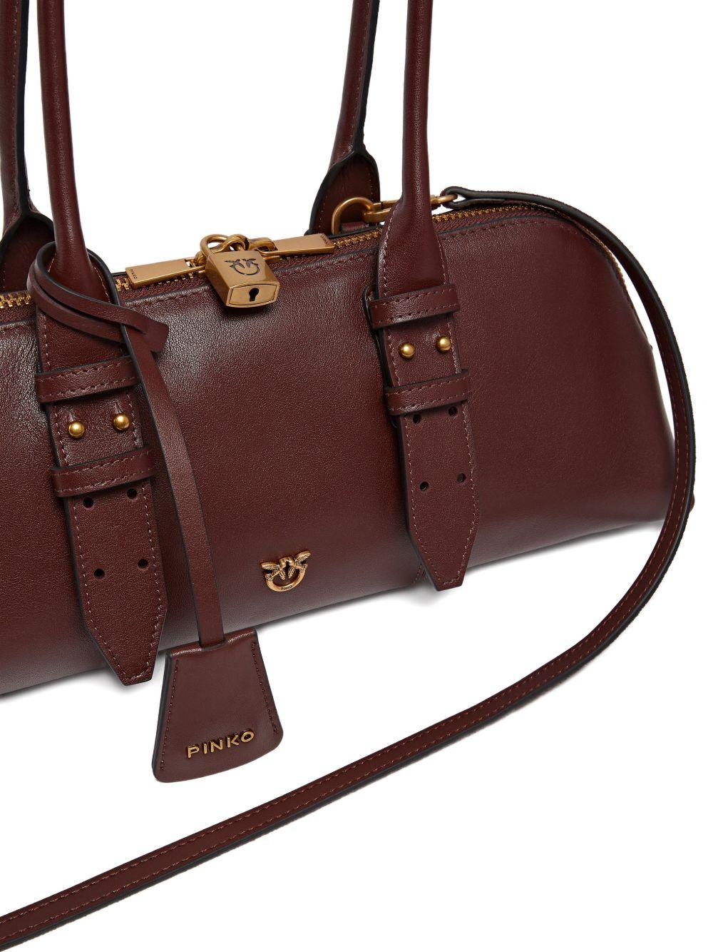 Borsa a spalla in pelle bordeaux con manici strutturati 106169A0QO R49Q PINKO