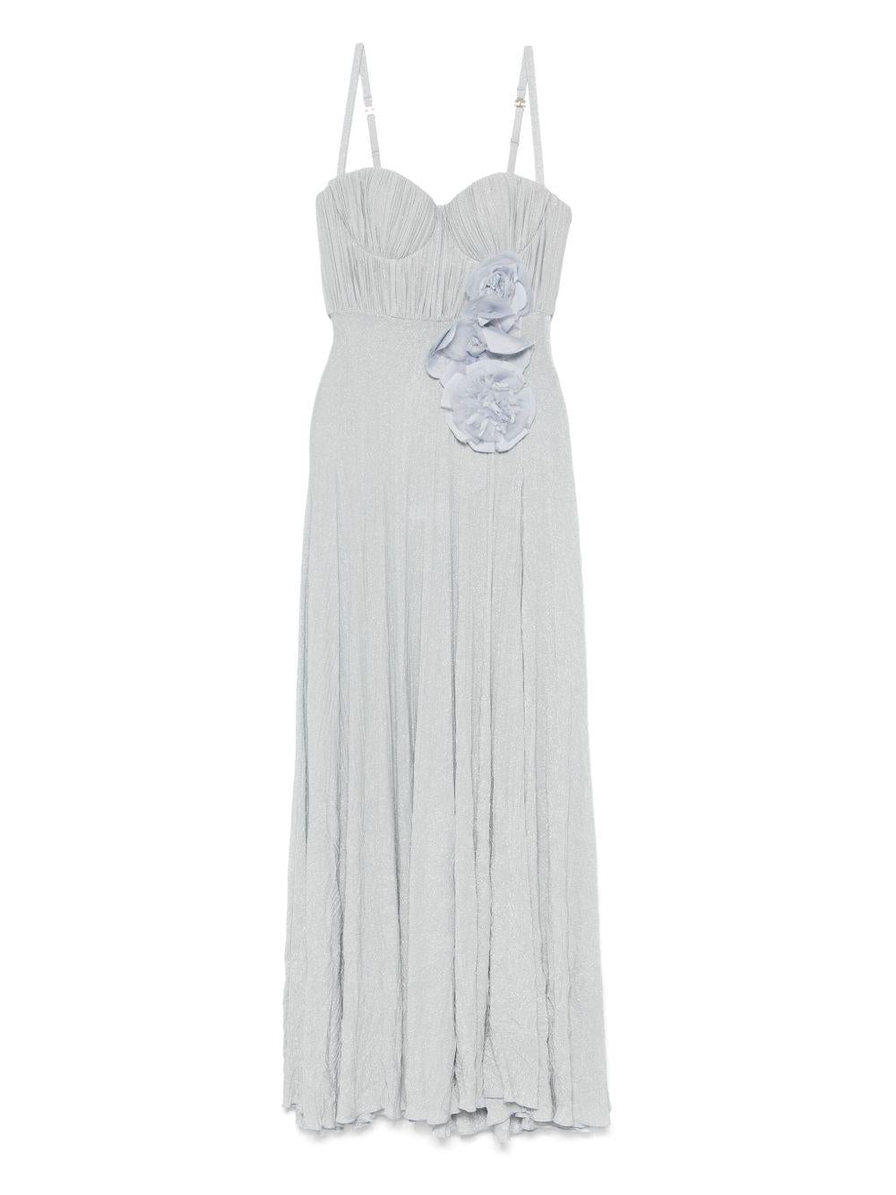 Abito Red Carpet in jersey lurex con fiore ricamato celeste ABR2252E2 A28 ELISABETTA FRANCHI