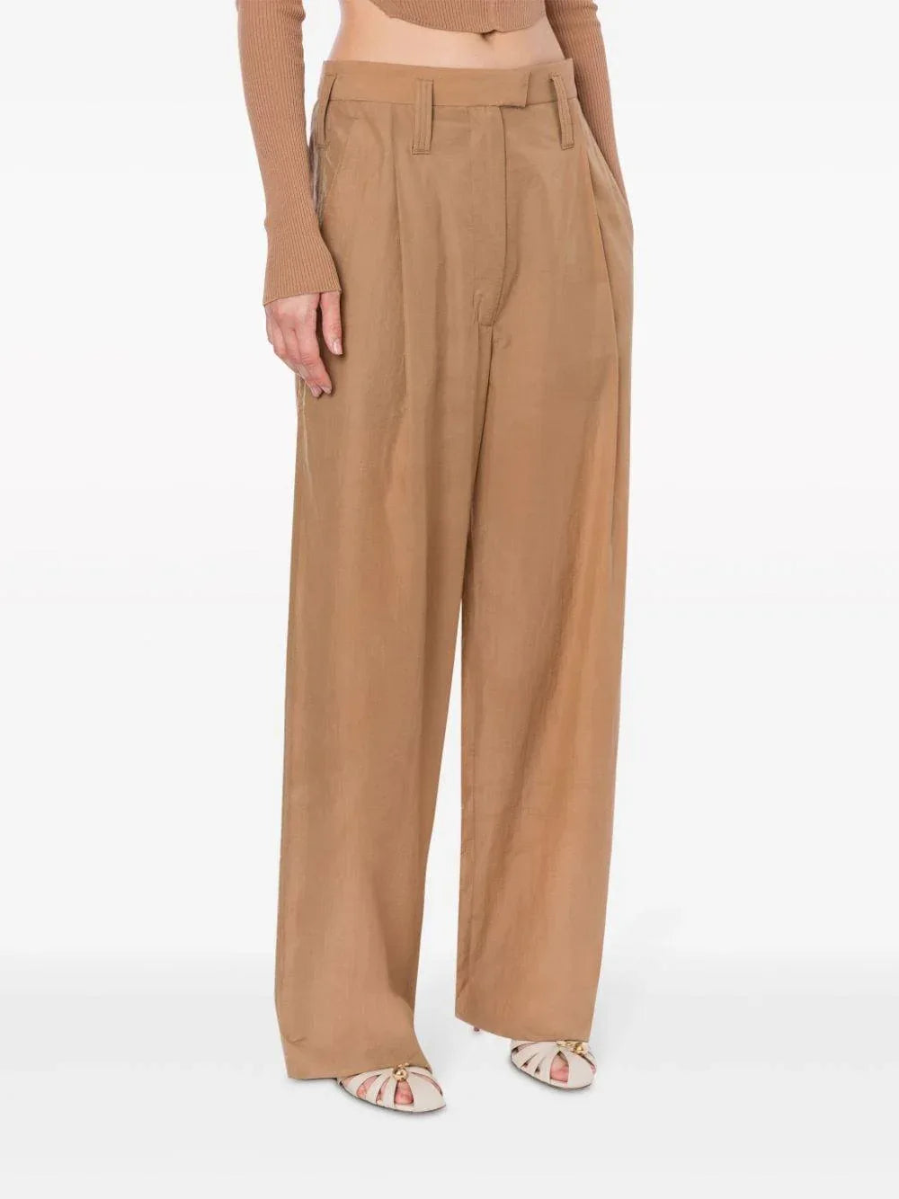 Pantalone a vita alta beige - Preludio Moda