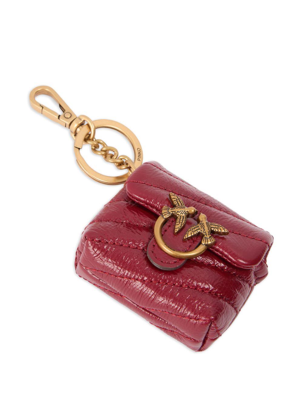 Portachiavi in pelle trapuntata borgogna 105869A37O RR8Q PINKO