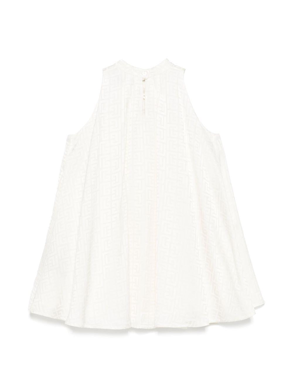 Abito avorio giro maniche logo monogram BW1D62S0192 102 BALMAIN KIDS