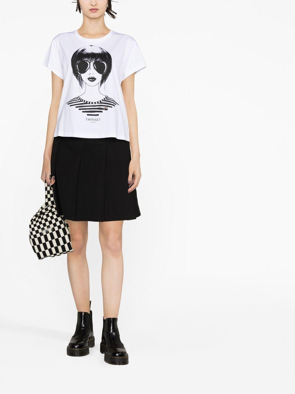 T-shirt stampa girl bianca