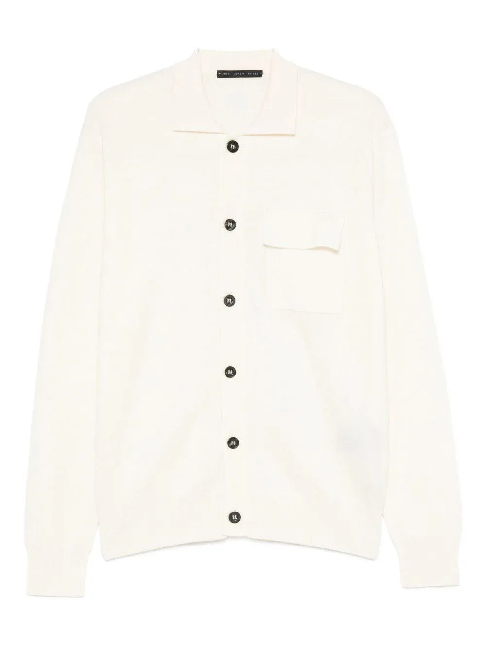 Cardigan bianco in lana merino con collo a V e chiusura a bottone - Preludio Moda