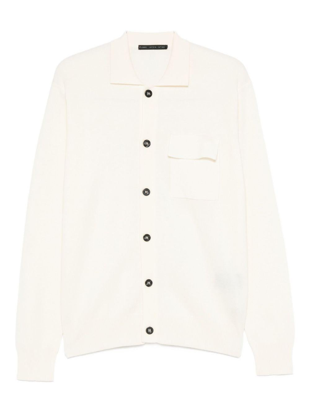 Cardigan bianco in lana merino con collo a V e chiusura a bottone L1MFW25266737 A014 LOW BRAND