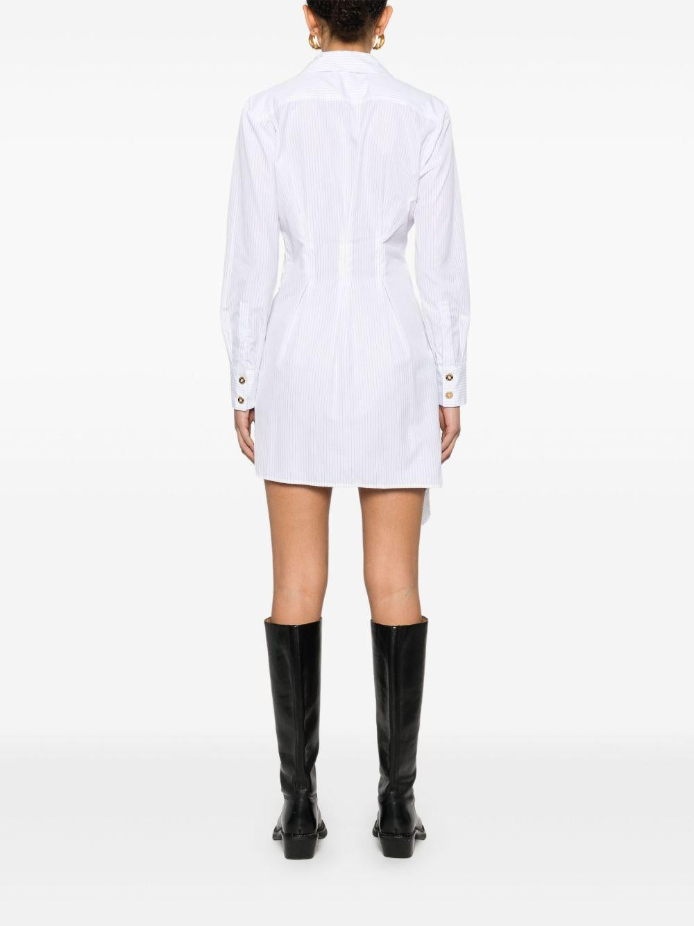Abito bianco gessato asimmetrico AB72551E2 DL6 ELISABETTA FRANCHI