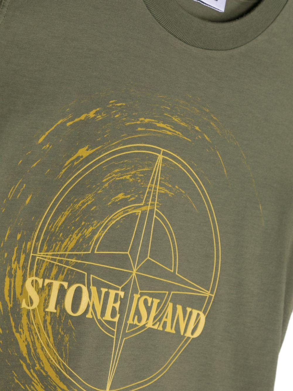 T-shirt verde stampa logo Compass - Preludio Moda