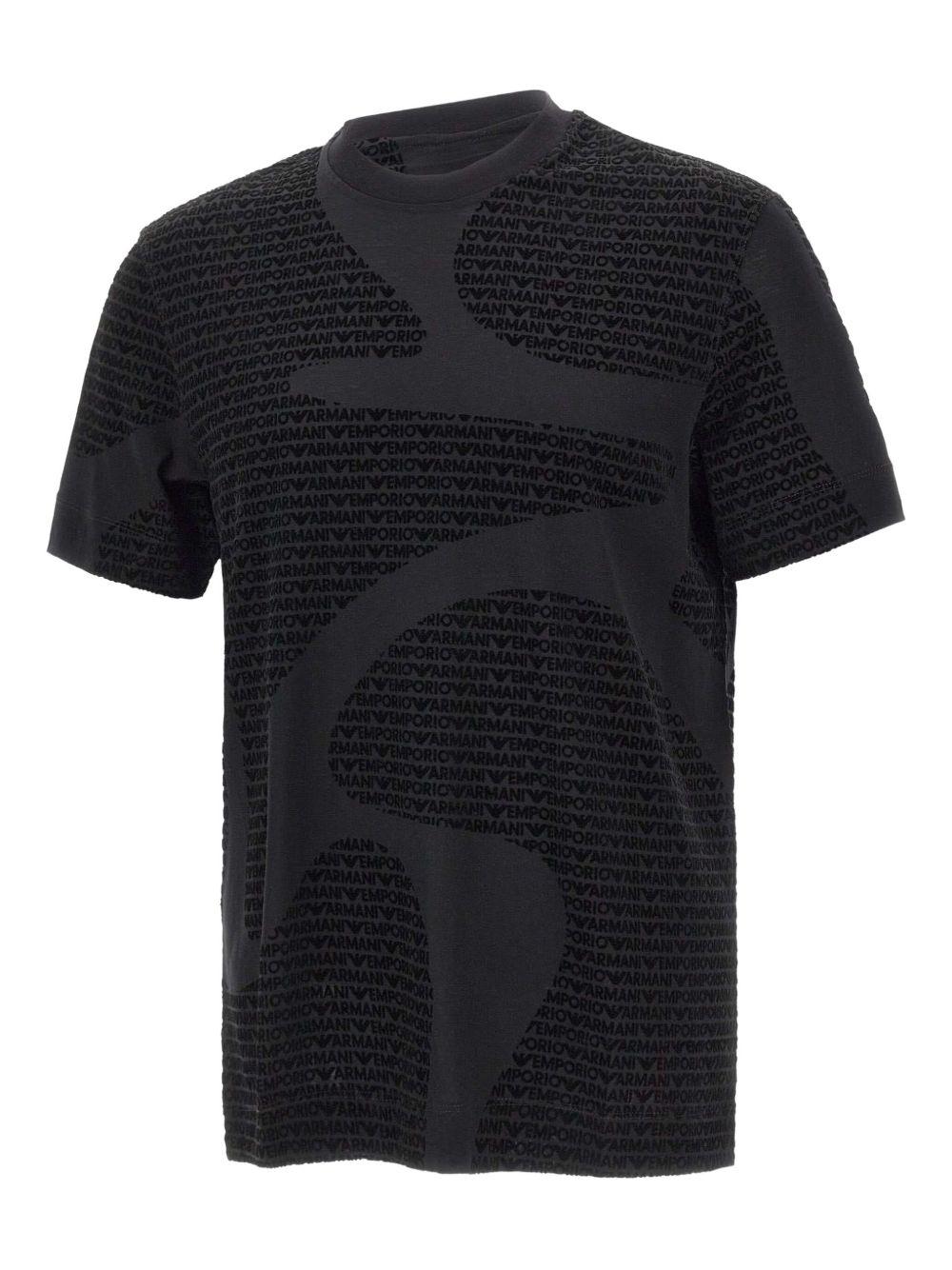 T-shirt nera con stampa logo e collo a giro EM002957AF10017 FC242 EMPORIO ARMANI