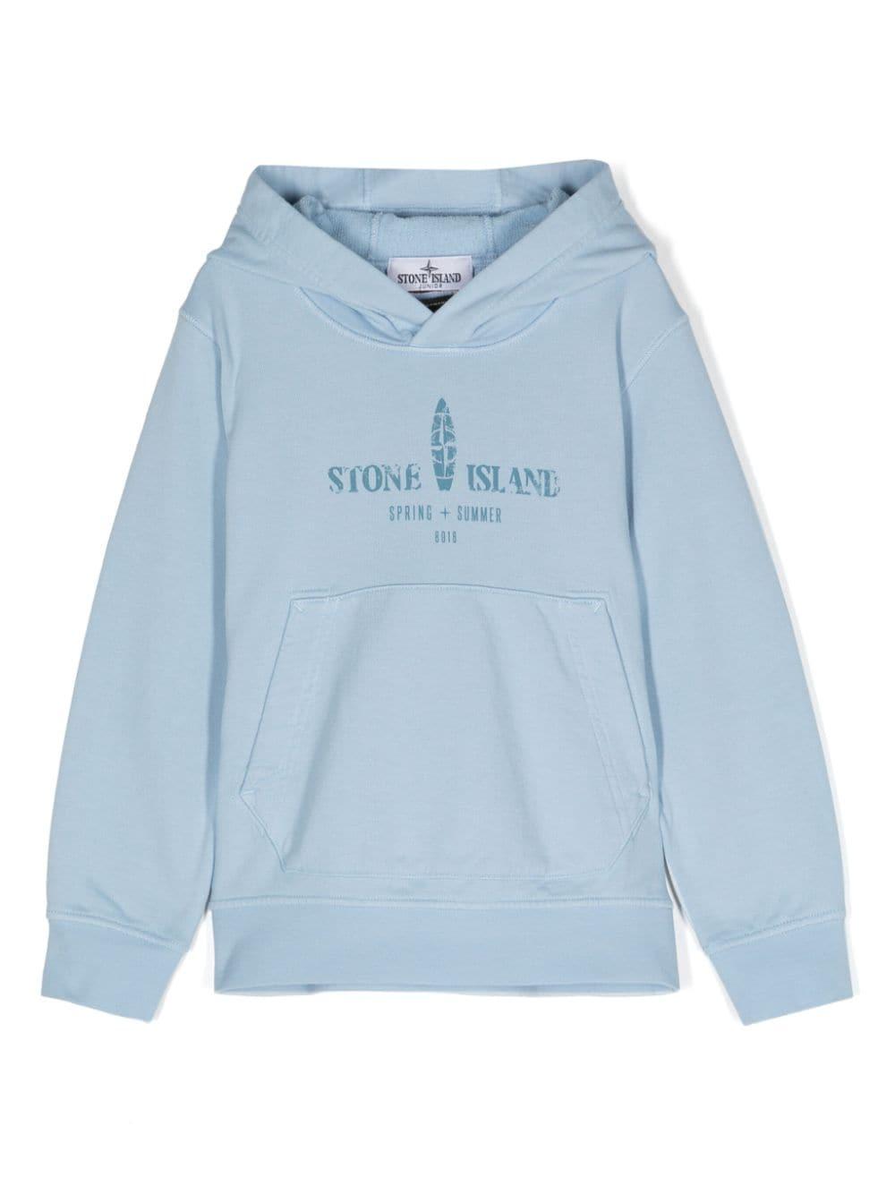 Felpa celeste stampa Compass 801662854 V0040 STONE ISLAND KIDS