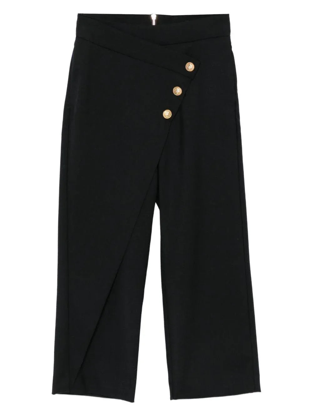 Pantaloni Neri a Portafoglio con Bottoni - Preludio Moda