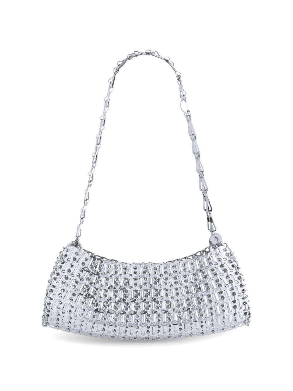 Borsa a spalla in metallo con dischi argentati 26ESS0572MET817 P040 RABANNE