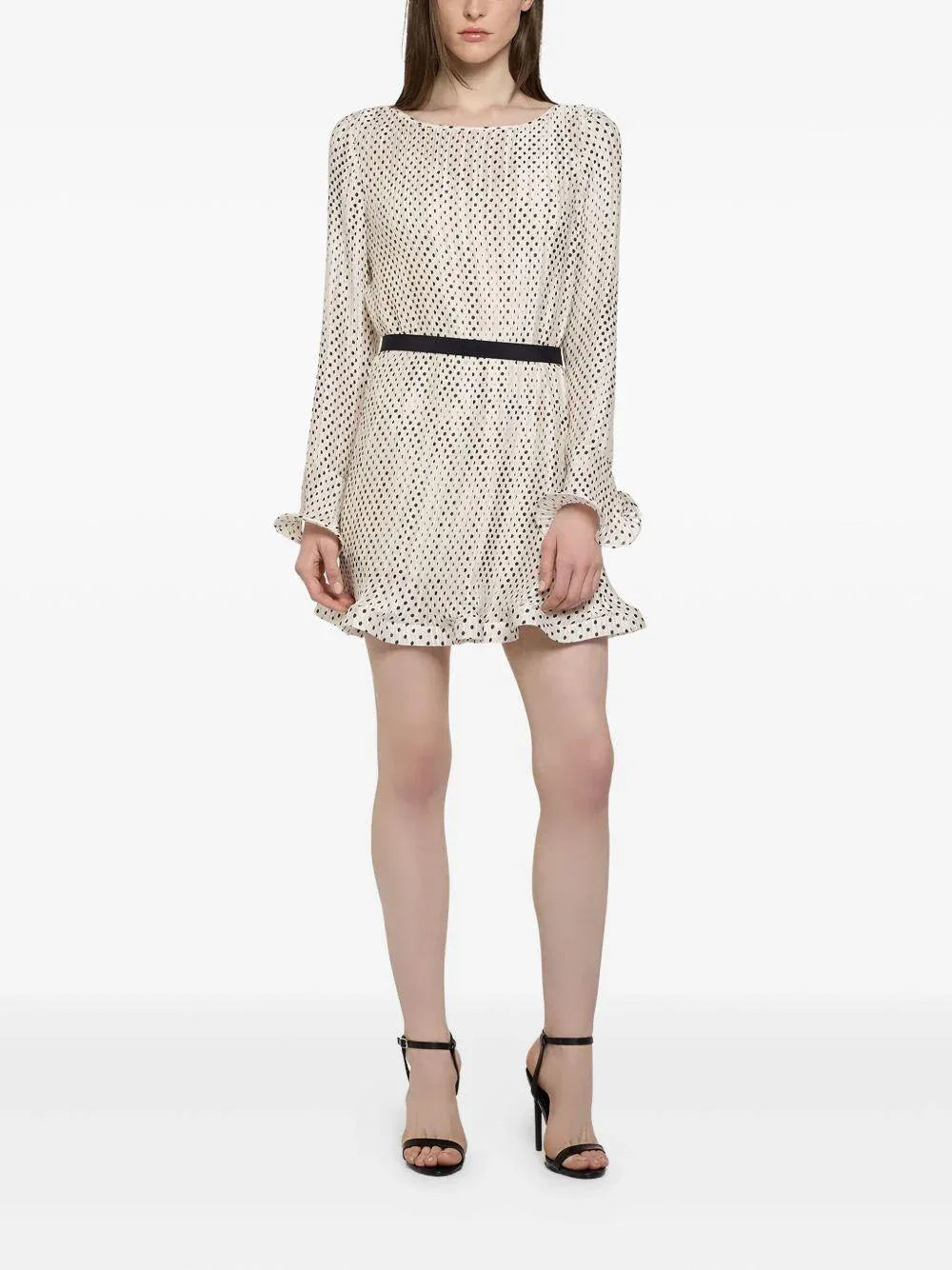 Abito panna con fantasia pois all-over - Preludio Moda