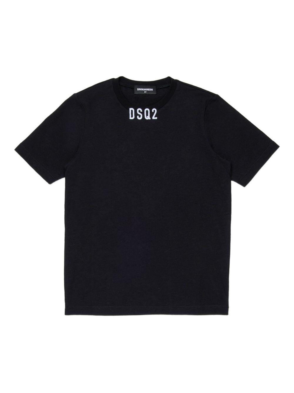 T-shirt Nera con Logo DQ2997D008N DQ900 DSQUARED KIDS