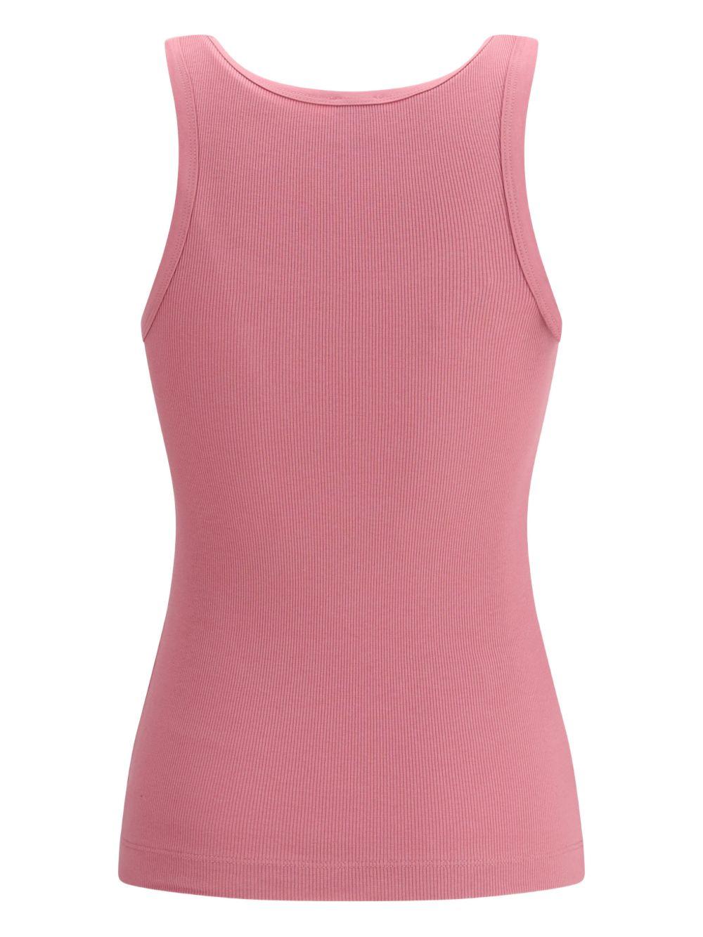 Canotta in cotone costine rosa 100807A338 Q48 PINKO