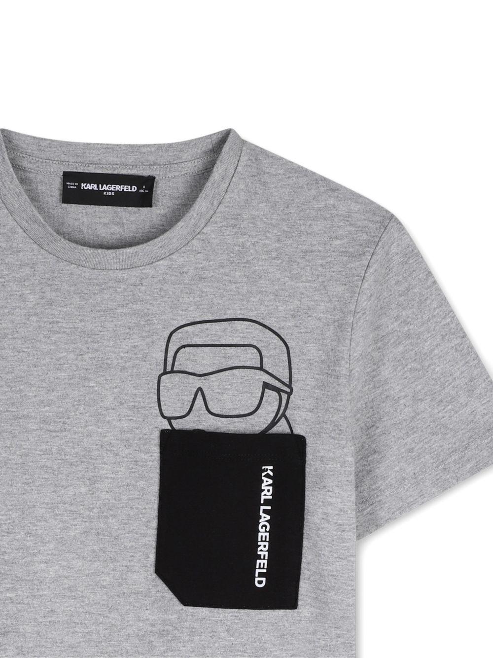 T-shirt con tasca e grafica Karl Lagerfeld Z31097 A07 KARL LAGERFELD KIDS
