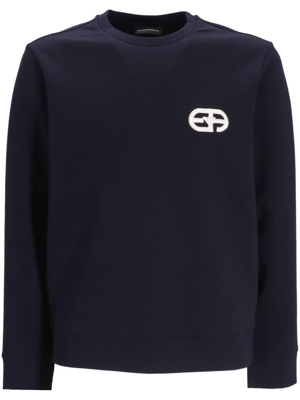 Felpa blu con toppa logo e maniche lunghe 8N1ML71JHSZ 0920 EMPORIO ARMANI