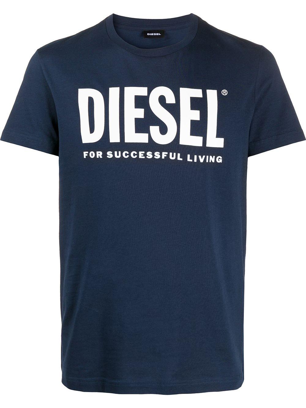 51f Shirt Blu Logo Bianco 00SXED0AAXJ 81E DIESEL