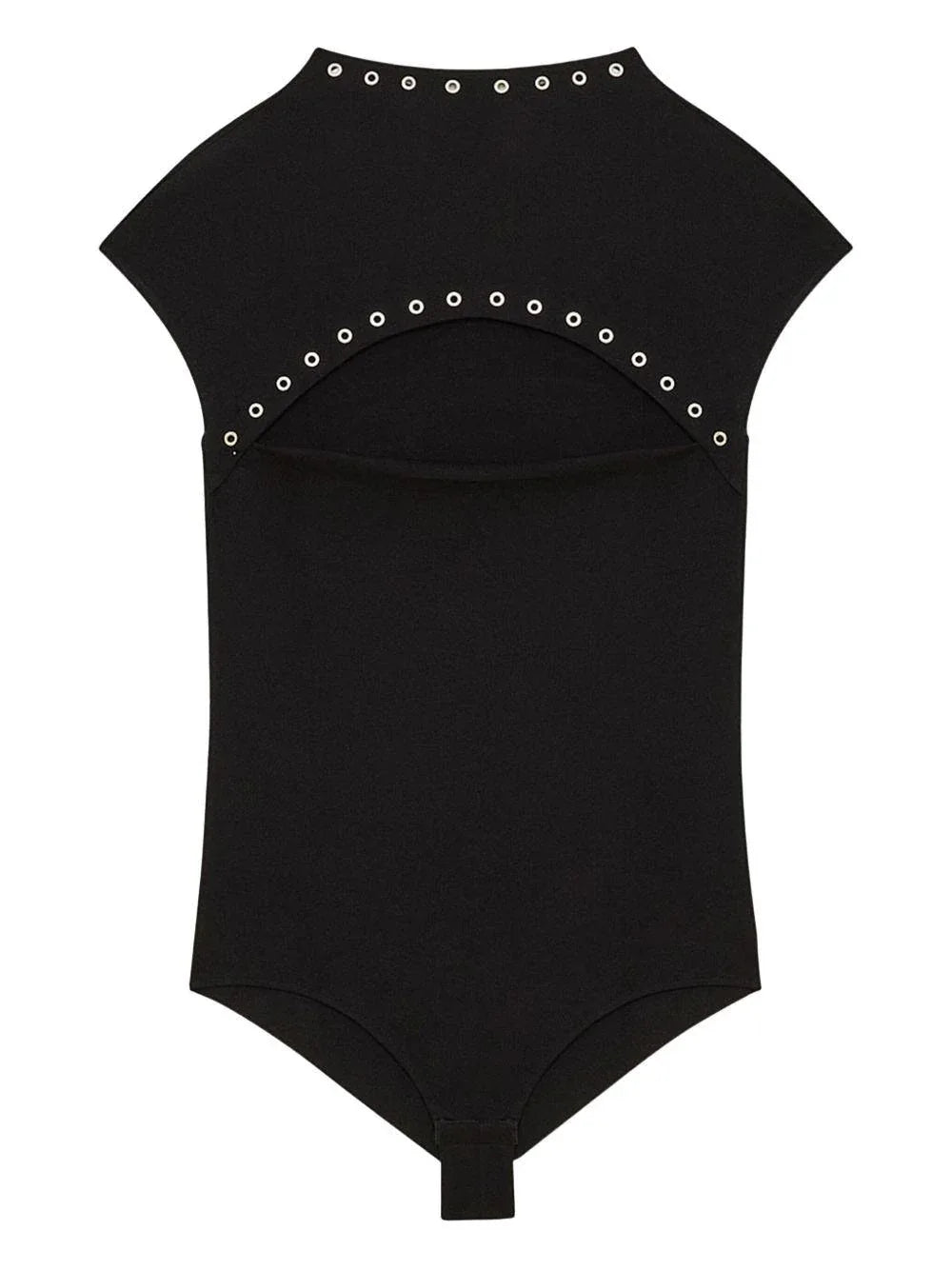 Body nero con occhielli in metallo - Preludio Moda
