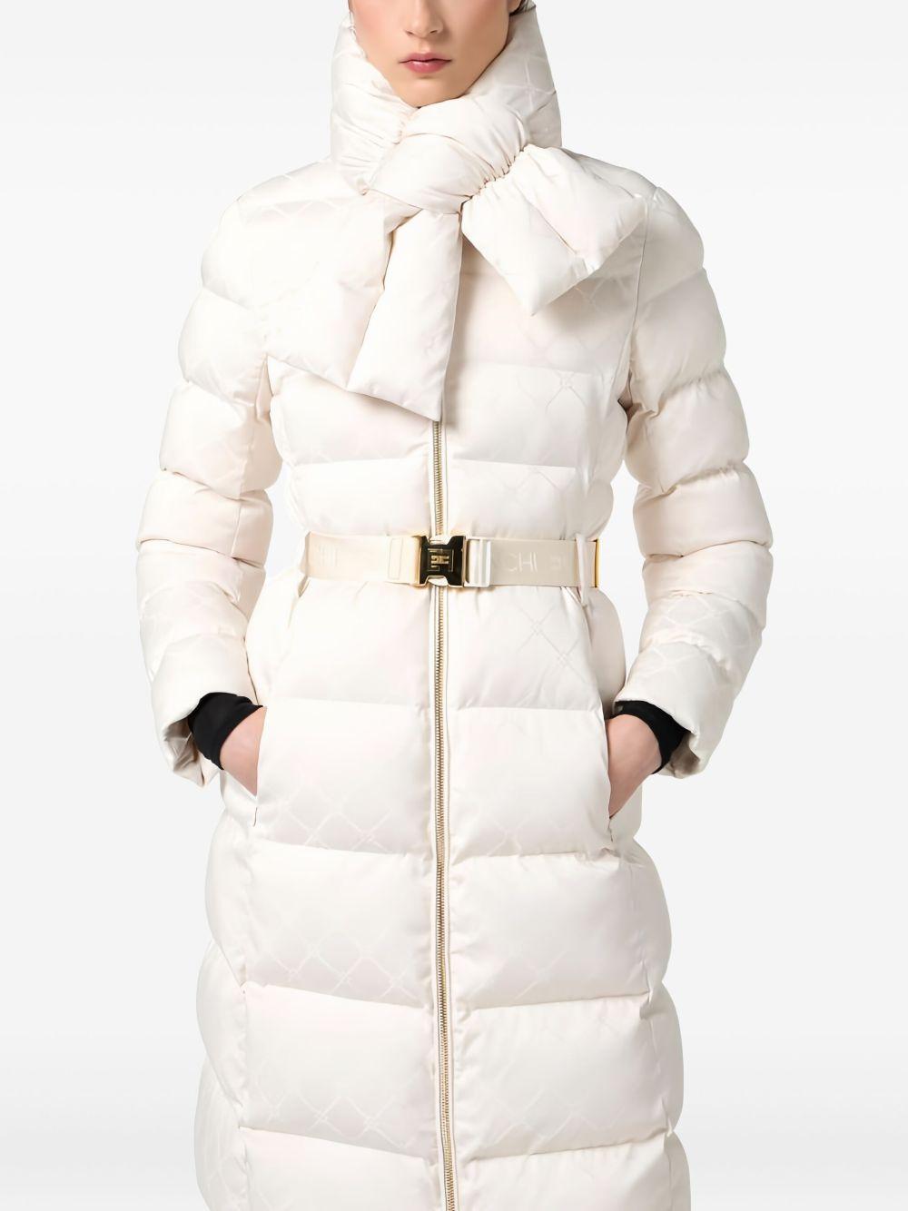 Cappotto Latte Effetto Jacquard con Cintura PI84D56E2 DZ9 ELISABETTA FRANCHI