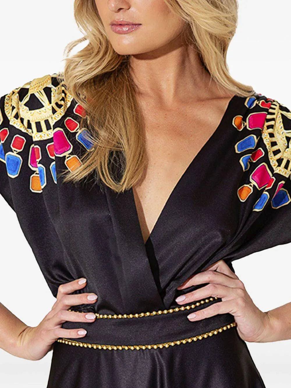 Blusa nera con fantasia - Preludio Moda