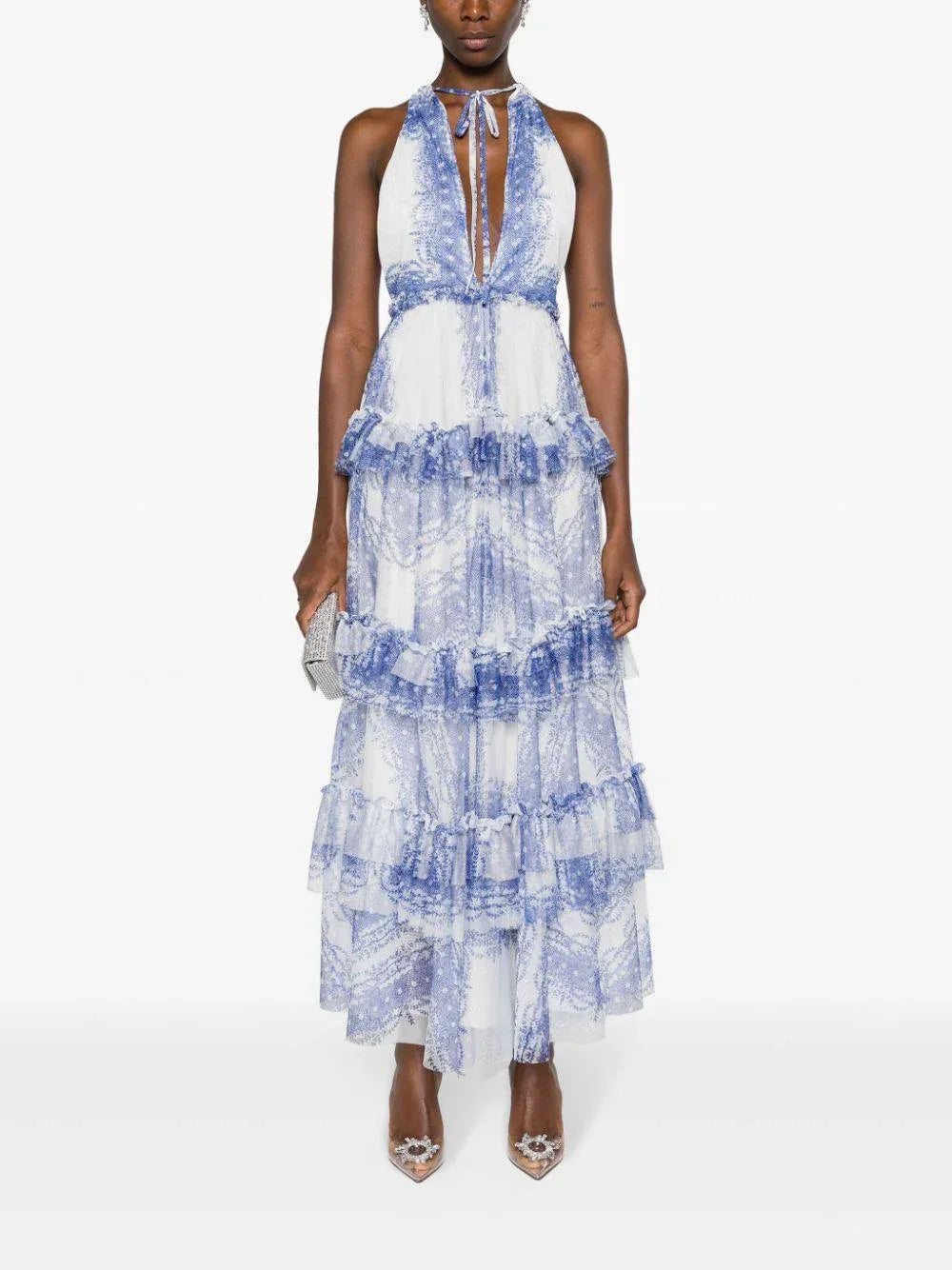 Abito lungo blu in tulle - Preludio Moda