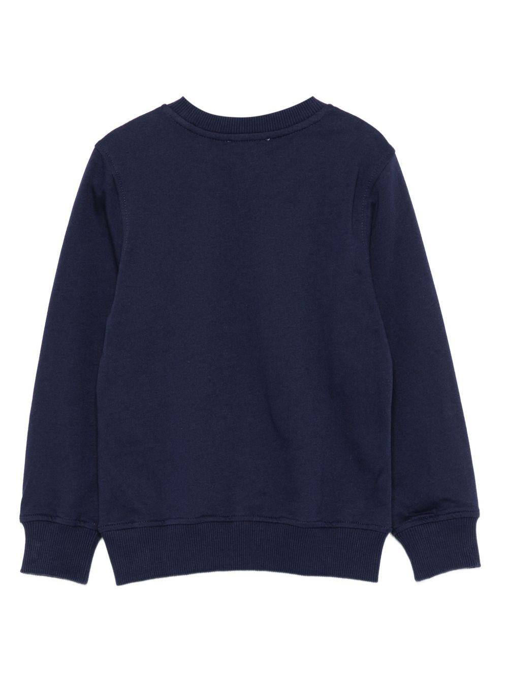 Felpa Blu Navy con Ricamo Orsetto HRF08VLCA40 40016 MOSCHINO KIDS