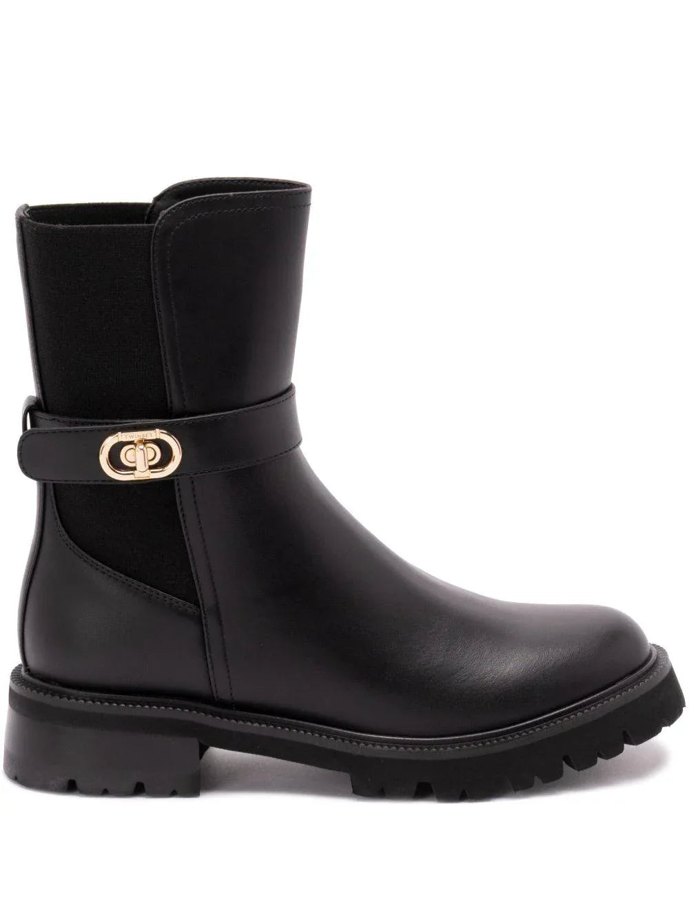 Stivali Neri con Fibbia e Tacco Largo - Preludio Moda