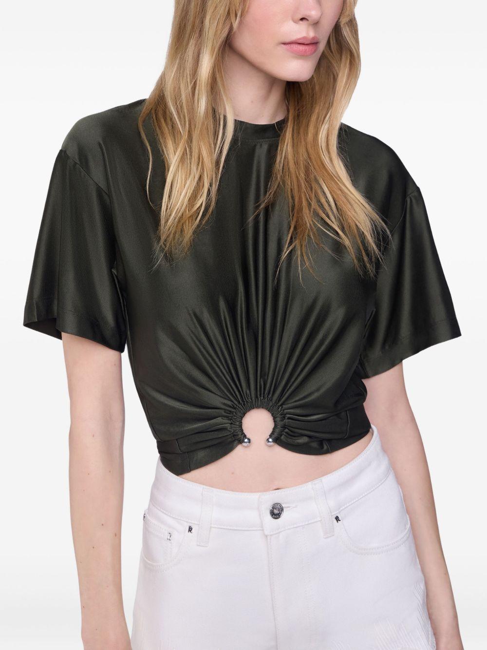 T-shirt crop kaki con dettaglio anello 25AJTO539VI0267 P319 RABANNE