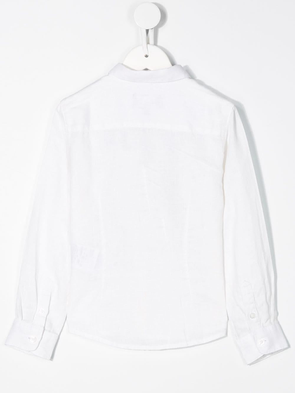 Camicia bianca logo ricamo lino