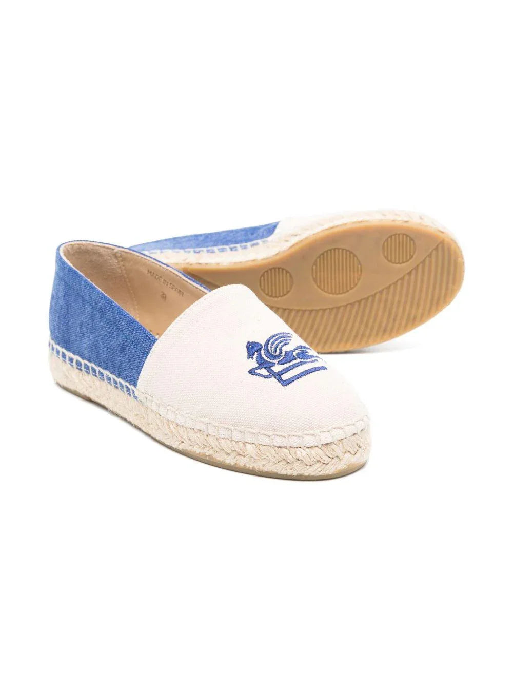 Espadrillas avorio/denim ricamo pegaso - Preludio Moda