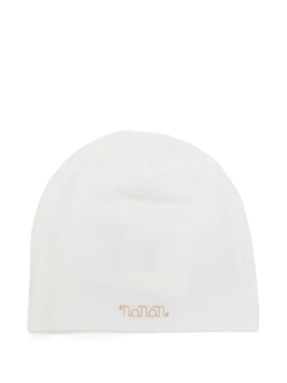 Berretto in cotone con ricamo logo E26016 BIANCO NANAN KIDS