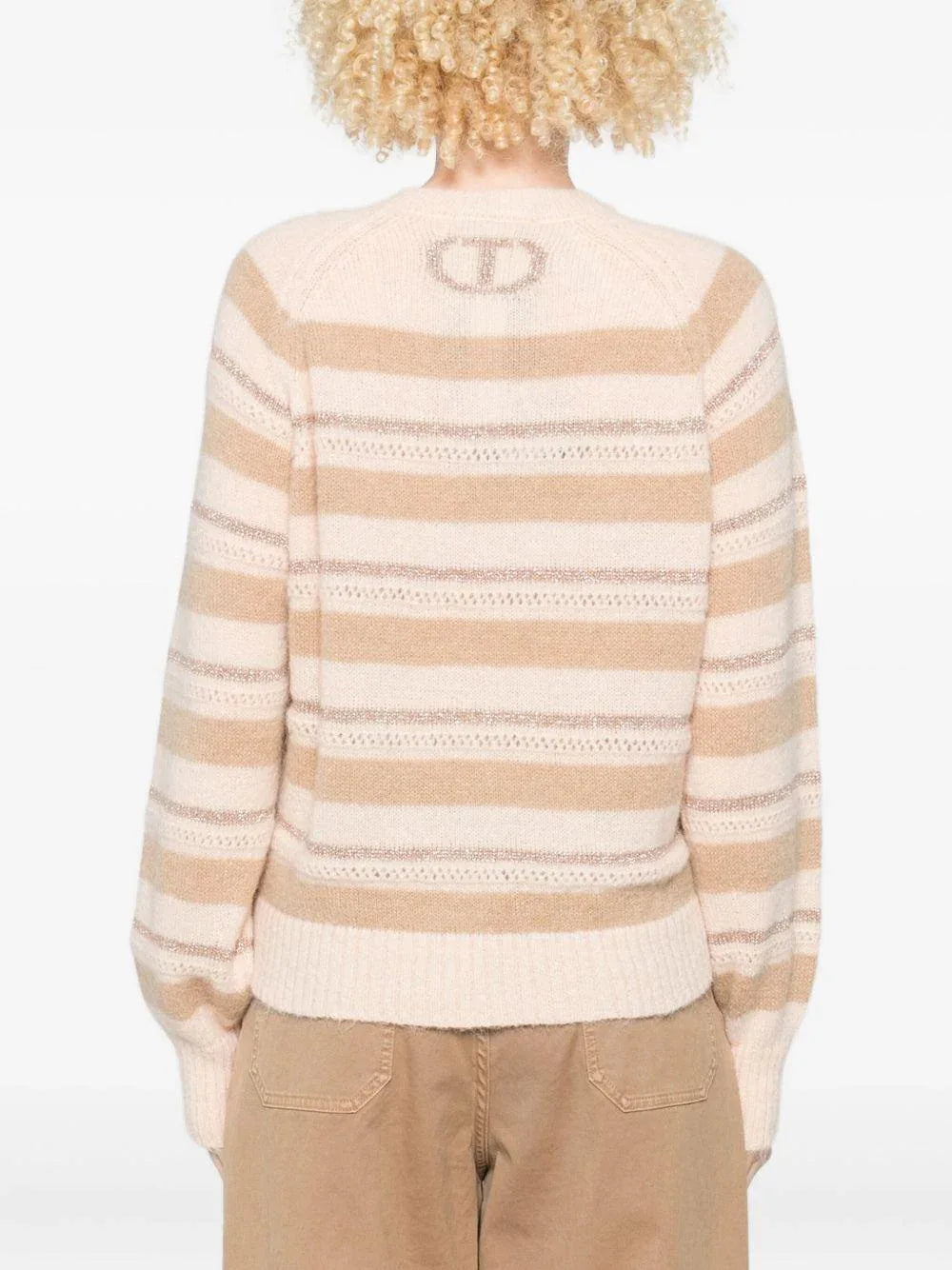 Maglione a Righe con Lurex e Maniche Raglan - Preludio Moda