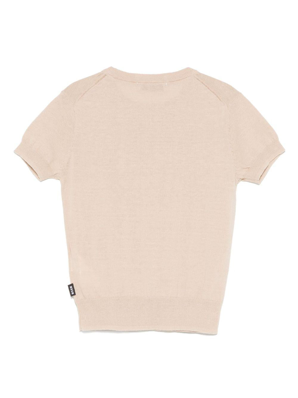 T-shirt beige in maglia