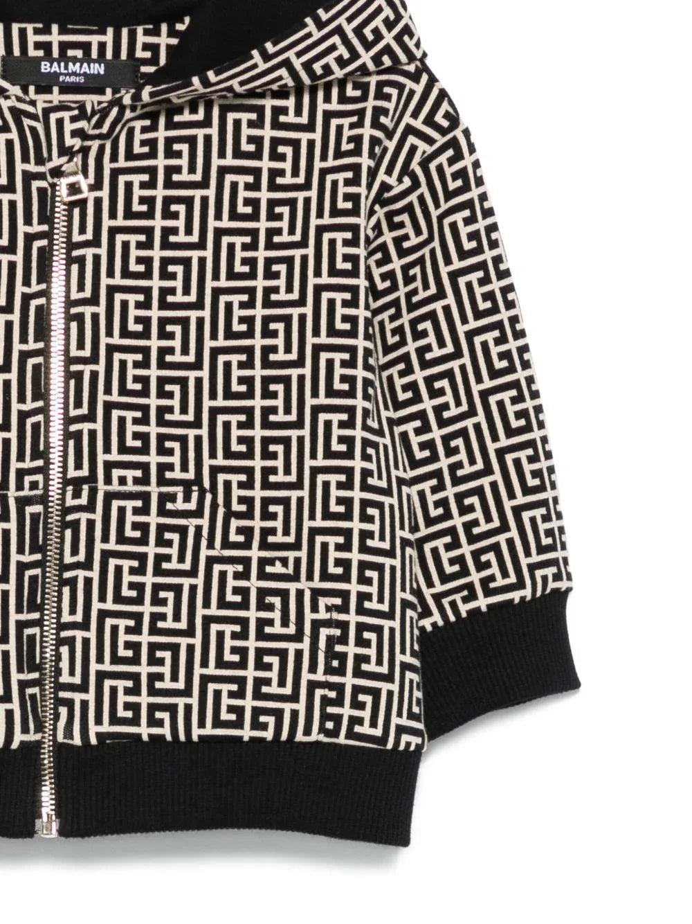 Felpa Beige e Nera con Cappuccio e Monogramma - Preludio Moda