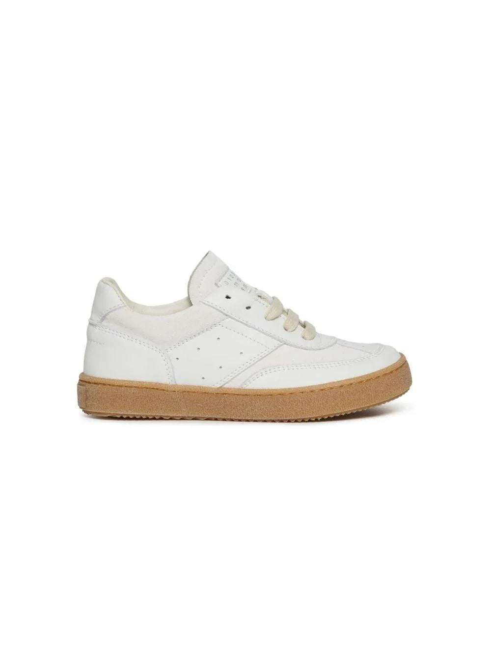Sneakers crema a inserti linguetta logo numerico - Preludio Moda