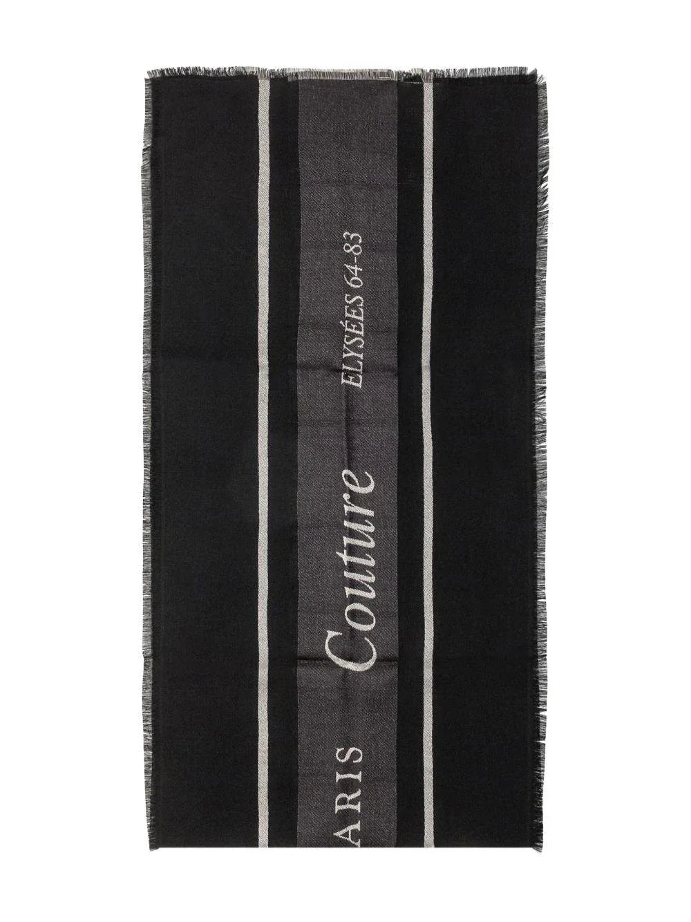 Foulard Nero con Logo e Bordi Siliacciati - Preludio Moda