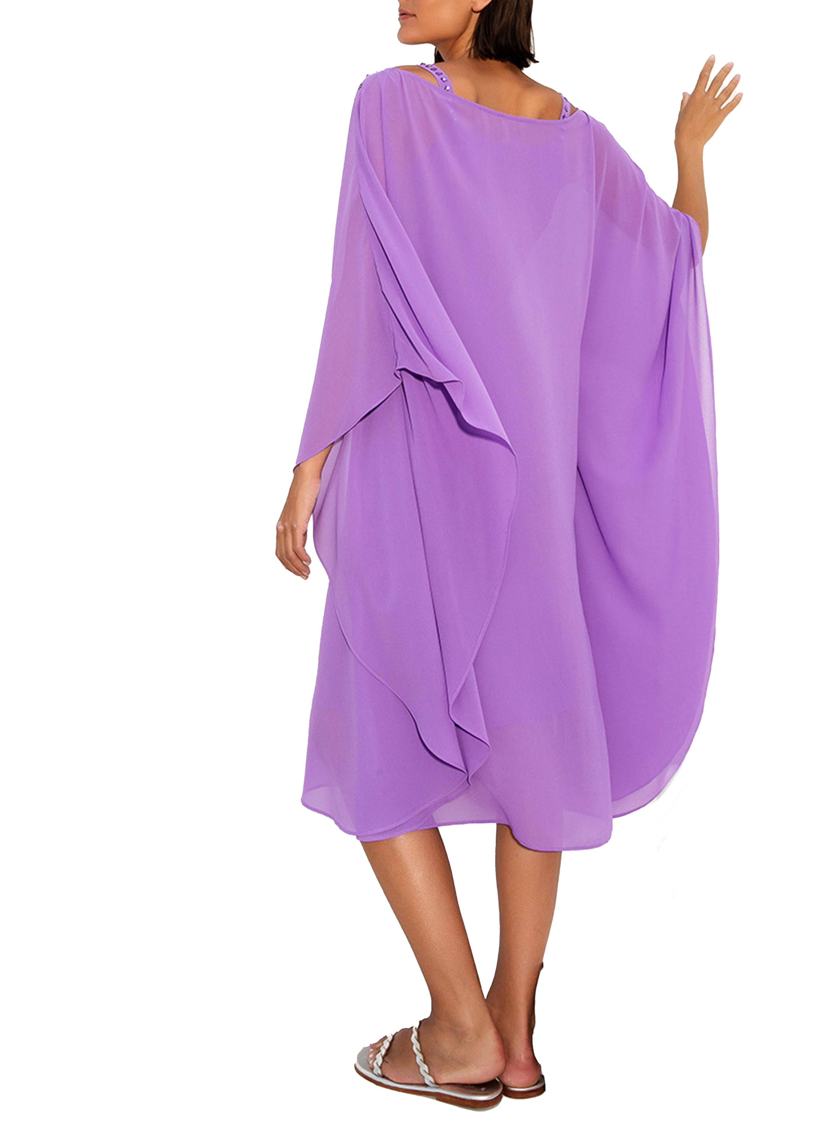 Abito Kaftano viola con strass T4318 PURPLE TWINS