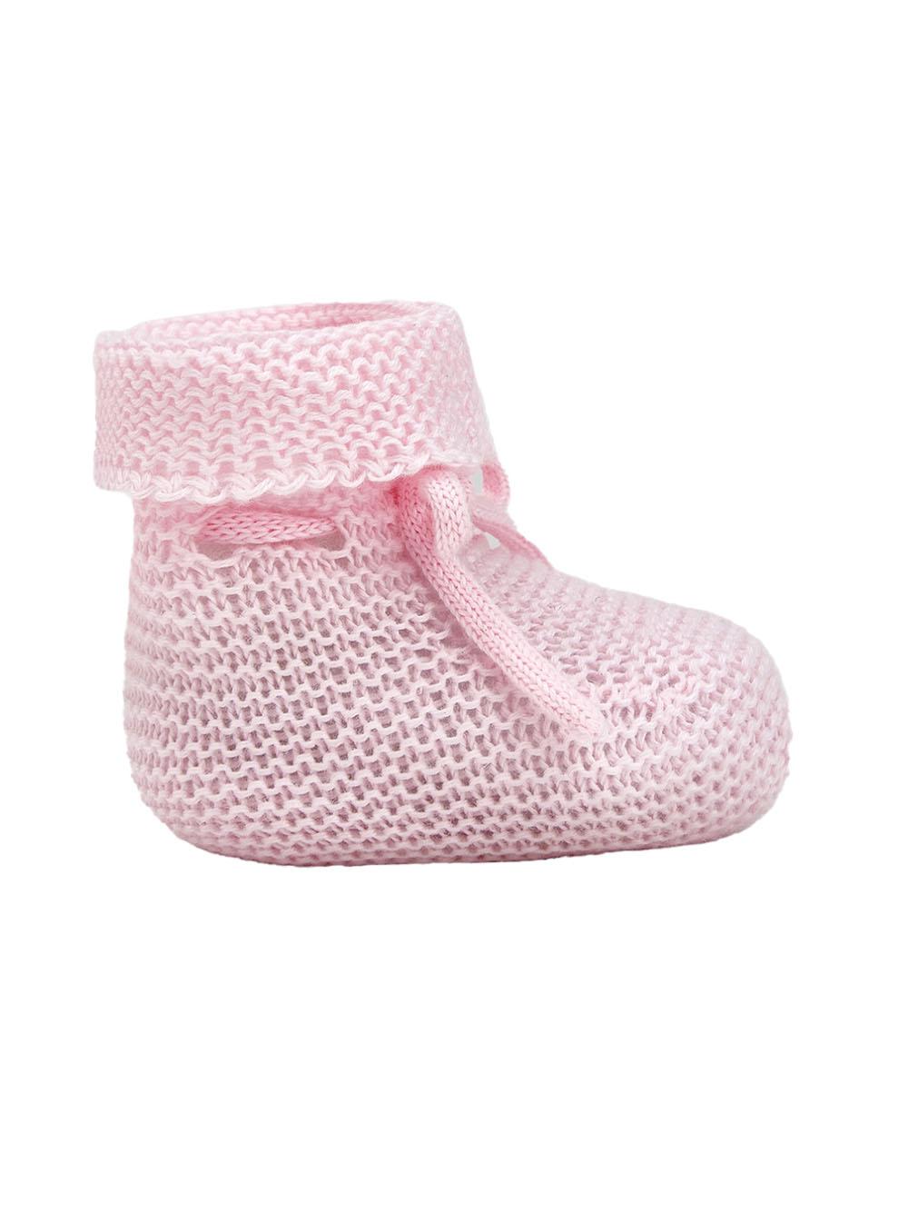 Scarpina rosa in maglia con fiocco regolabile 01822507 46H82 PAZ RODRIGUEZ KIDS