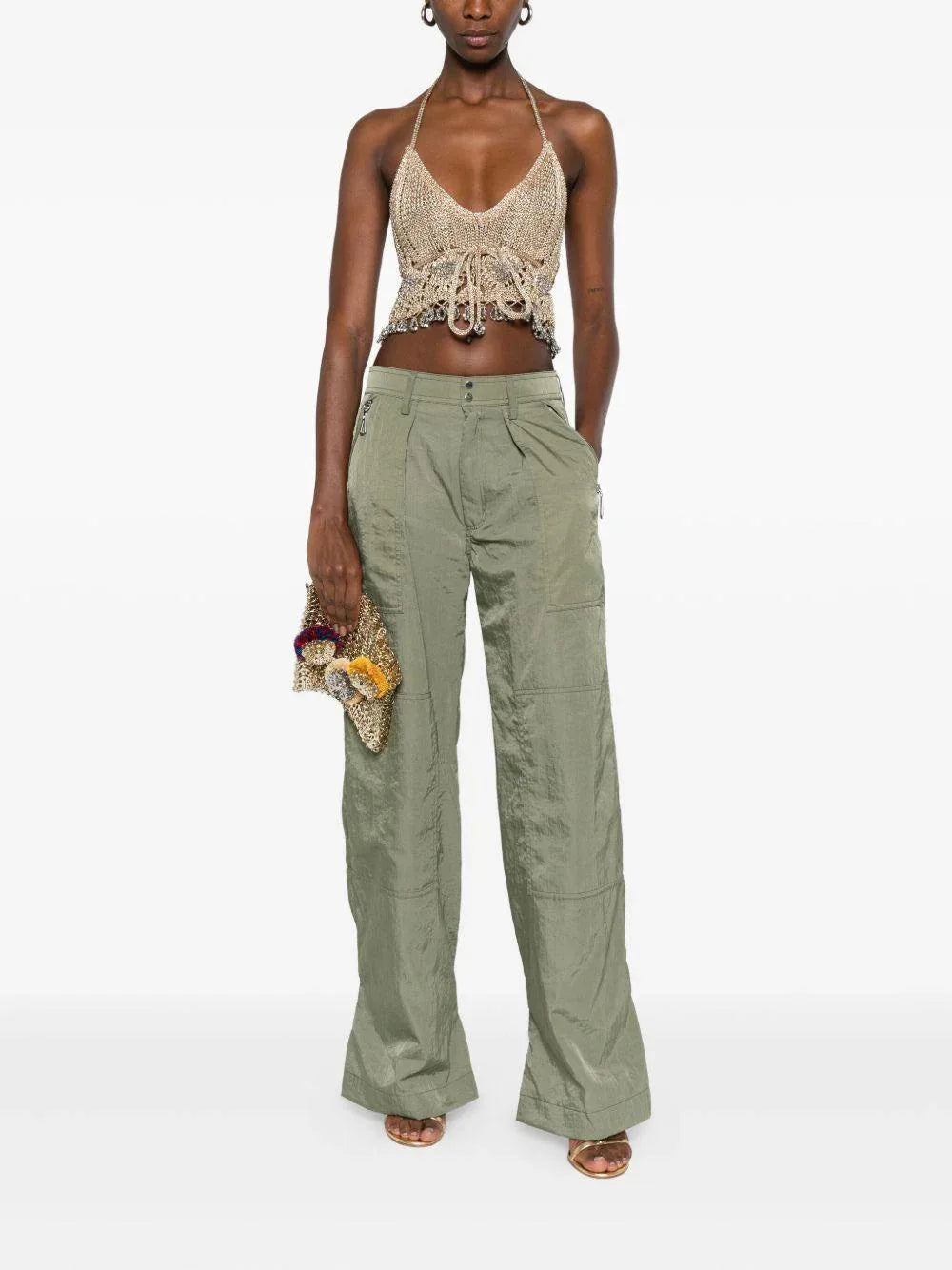 Pantaloni verdi plissettati con tasche - Preludio Moda